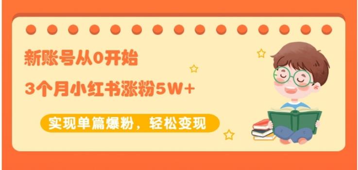 生财小红书涨粉变现：新账号从0开始3个月小红书涨粉5W 实现单篇爆粉