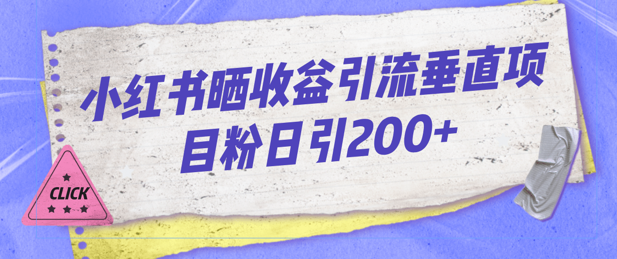 小红书晒收益图引流垂直项目粉日引200