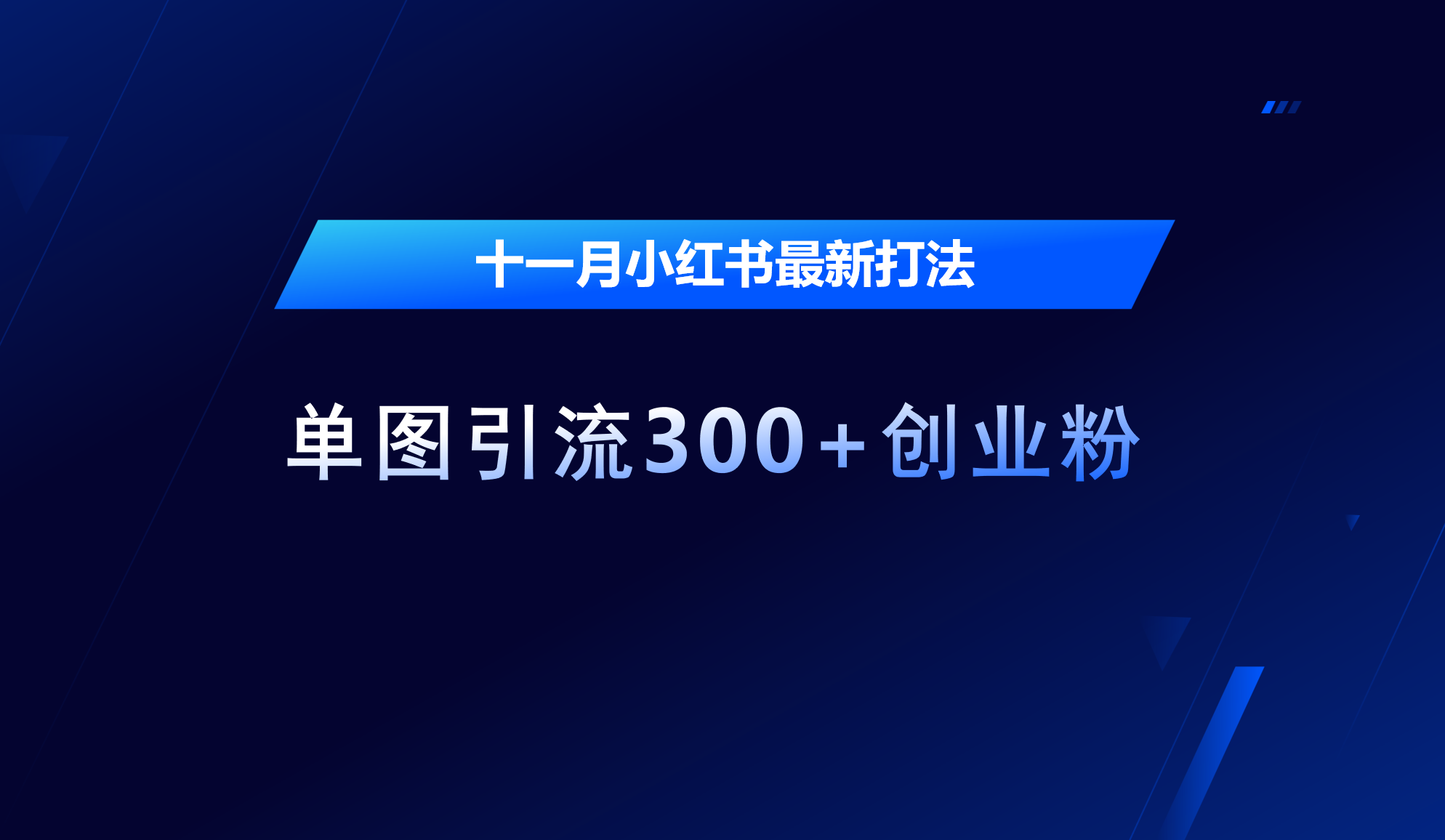 十一月，小红书最新打法，单图引流300+创业粉