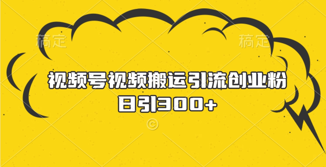 视频号视频搬运引流创业粉，日引300+