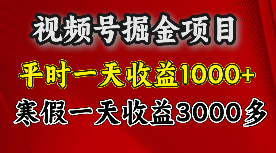 视频号掘金项目，寒假一天收益3000多